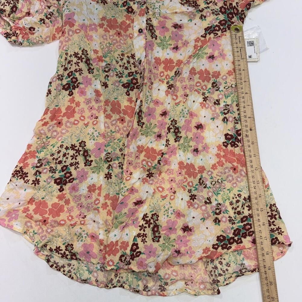 Free People Callie Floral‎ Fairy Boho Peasant Cottagecore Tunic Top Blouse Small - Picture 8 of 15